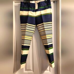 J. Crew Navy and Cream Striped Trousers